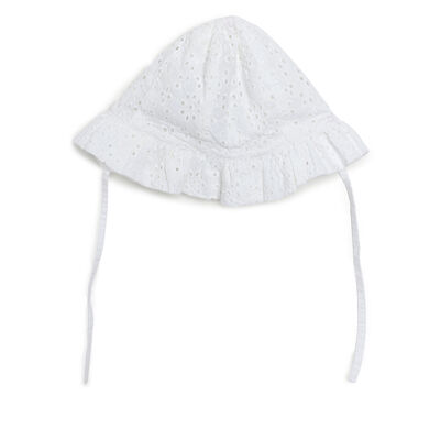 Girls White Solid Hat
